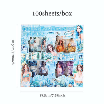 Vintage Girl Sticker Box-100 Pcs