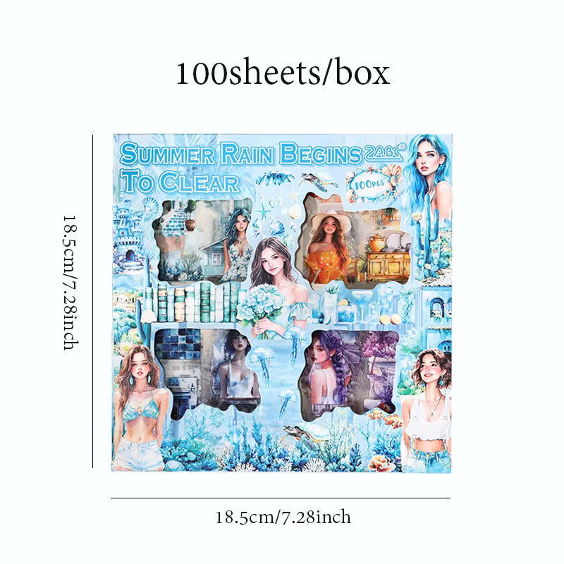 Vintage Girl Sticker Box-100 Pcs