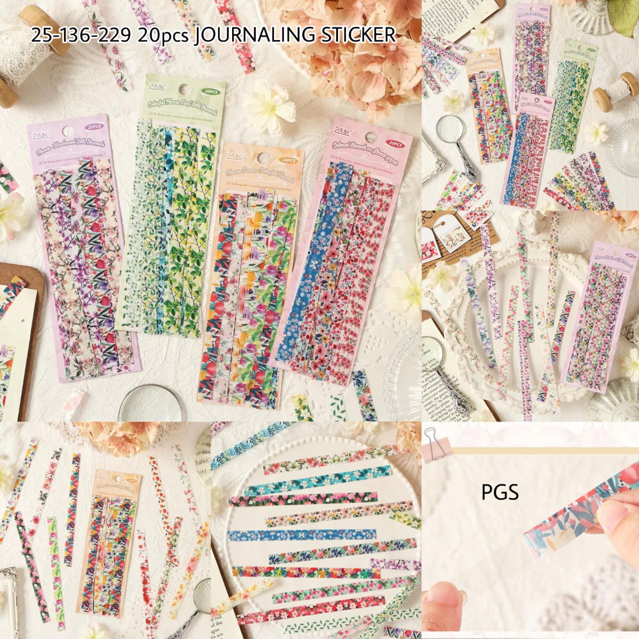 Flower Strip Sticker Tape - 20 Pcs