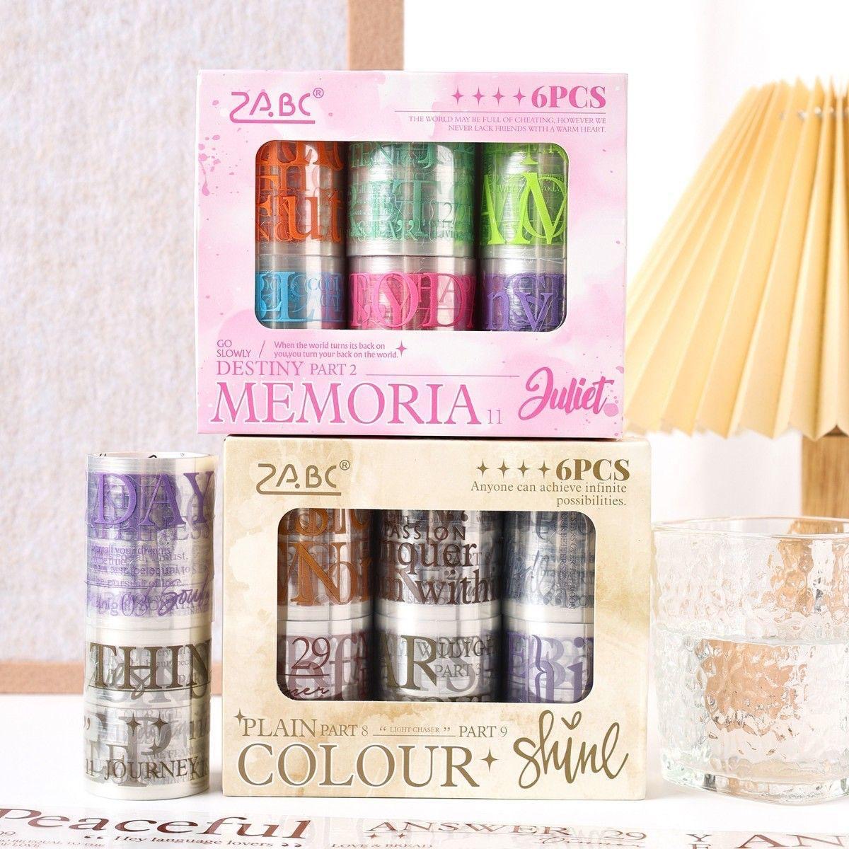 Wordings Journaling Sticker Tape Roll - 6 Pcs