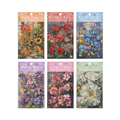 Golden Flower Mystery Bloom Sticker Sheet - 4 Pcs