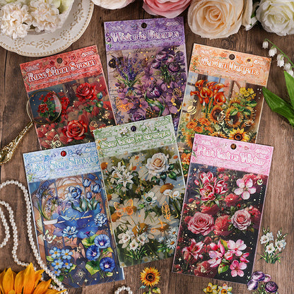 Golden Flower Mystery Bloom Sticker Sheet - 4 Pcs