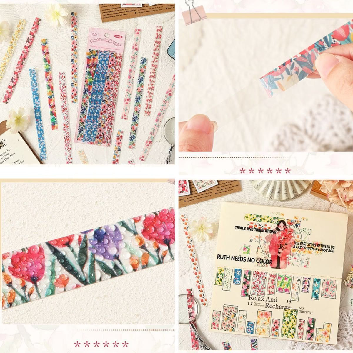 Flower Strip Sticker Tape - 20 Pcs