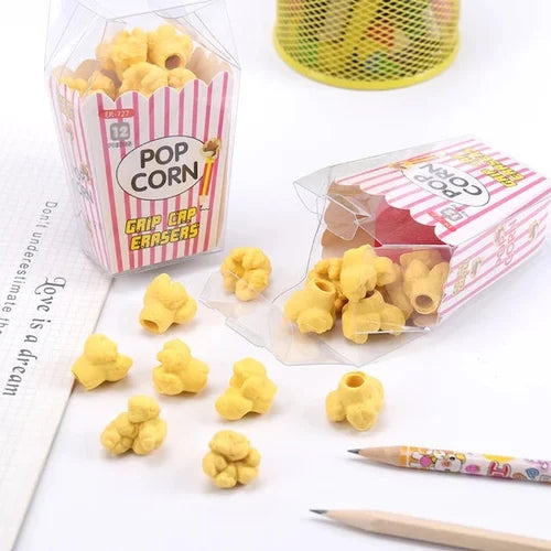Popcorn Pencil Topper Eraser - 12 Pcs