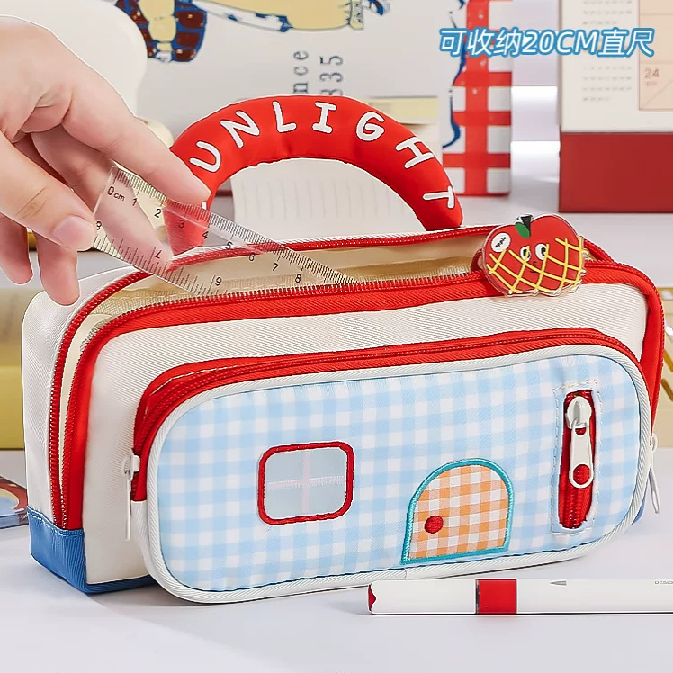 Sunlight puffy pencil pouch - 3 zipper