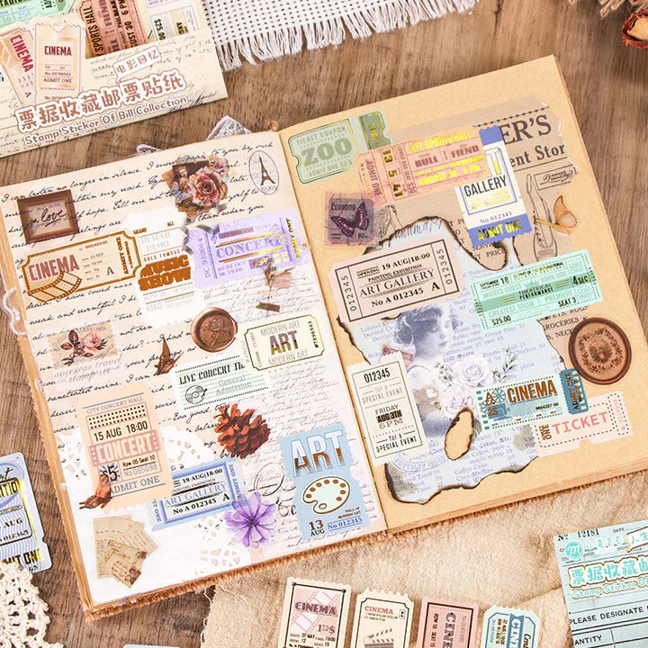 Vintage Stamp Sticker Sheet - 4 Sheets
